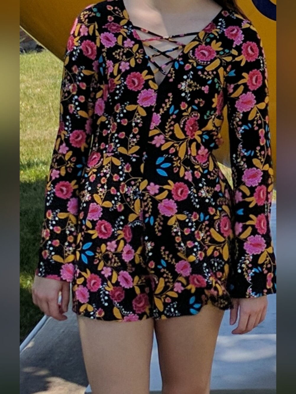 Express Black Floral Romper